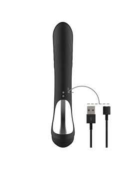 Black&Silver - Jamie Rechargeable Silicone Rabbit Stimulator Black