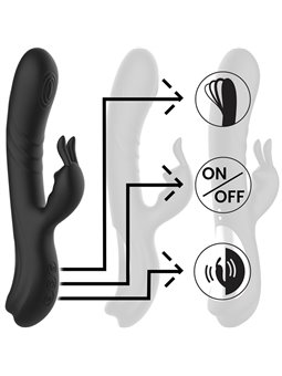 Black&Silver - Jamie Rechargeable Silicone Rabbit Stimulator Black