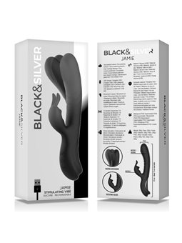 Black&Silver - Jamie Rechargeable Silicone Rabbit Stimulator Black
