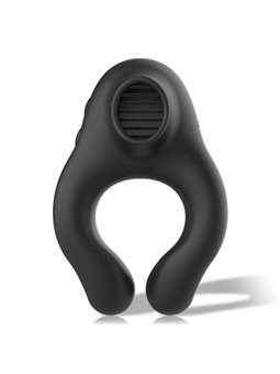 Black&Silver Cock Ring - Anello Fallico Vibrante con Funzione Lingua - Nero