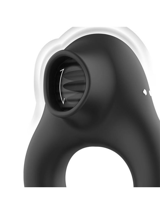 Black&Silver Cock Ring - Anello Fallico Vibrante con Funzione Lingua - Nero