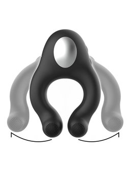 Black&Silver Cock Ring - Anello Fallico Vibrante con Funzione Lingua - Nero