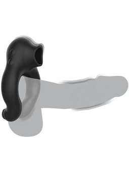 Black&Silver Cock Ring - Anello Fallico Vibrante con Funzione Lingua - Nero