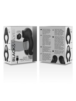 Black&Silver Cock Ring - Anello Fallico Vibrante con Funzione Lingua - Nero