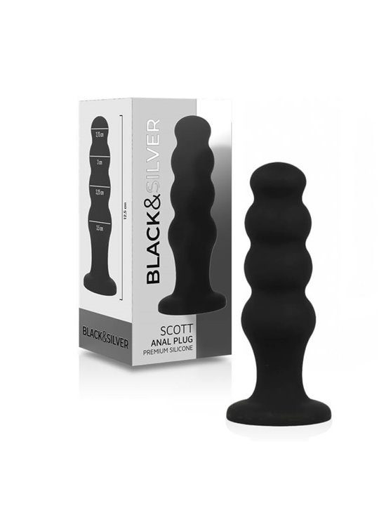Black&Silver - Scott Premium Silicone Anal Plug Black
