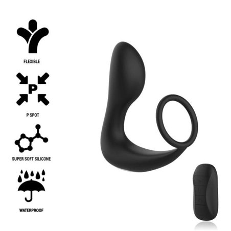 Black&Silver Anal Massager - Anello Fallico con Massaggiatore Anale e Telecomando - Nero