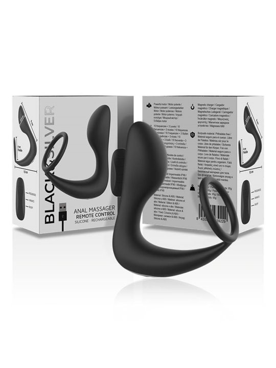 Black&Silver - Remote Control Anal Massager Rechargeable Silicone Black