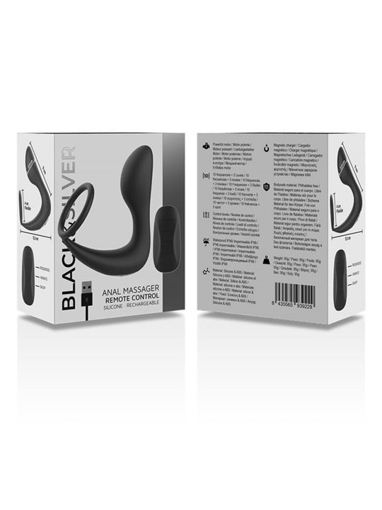 Black&Silver - Remote Control Anal Massager Rechargeable Silicone Black