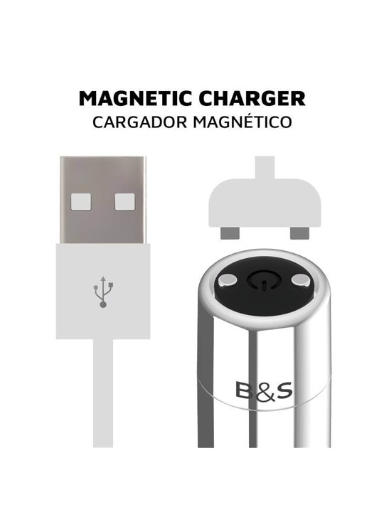 Black&Silver- Kailan 2 Silver Vibrating Magnetic Bullet