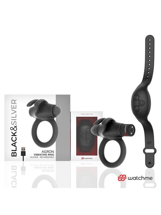 Black&Silver- Agron Remote Control Cockring Watchme