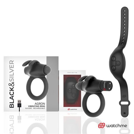 Black&Silver- Agron Remote Control Cockring Watchme