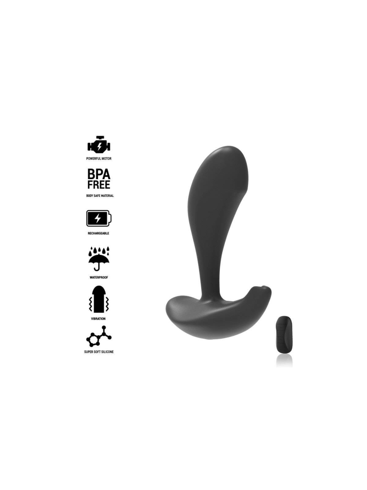 Black&Silver Dwayne - Plug Anale in Silicone con Vibrazione - Nero