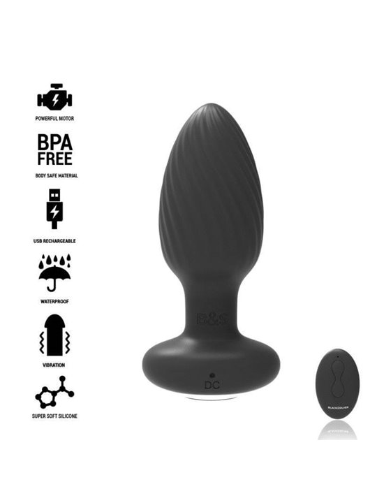 Black&Silver Wells - Plug Anale Vibrante e Rotante con Telecomando - Nero