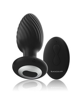 Black&Silver Wells - Plug Anale Vibrante e Rotante con Telecomando - Nero