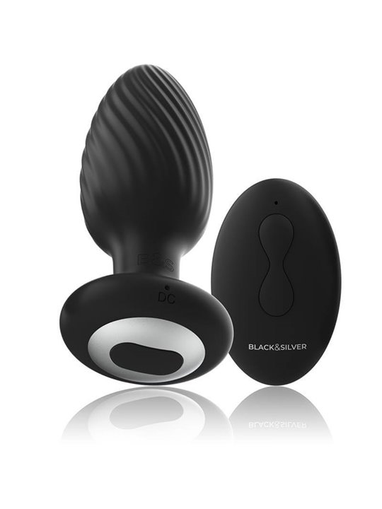 Black&Silver - Wells Plug Silicone Anal Rotator Remote Control