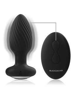 Black&Silver Wells - Plug Anale Vibrante e Rotante con Telecomando - Nero