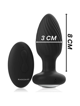 Black&Silver - Wells Plug Silicone Anal Rotator Remote Control