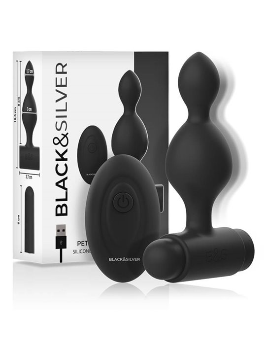 Black&Silver - Tucker Small Silicone Anal Plug Remote Control