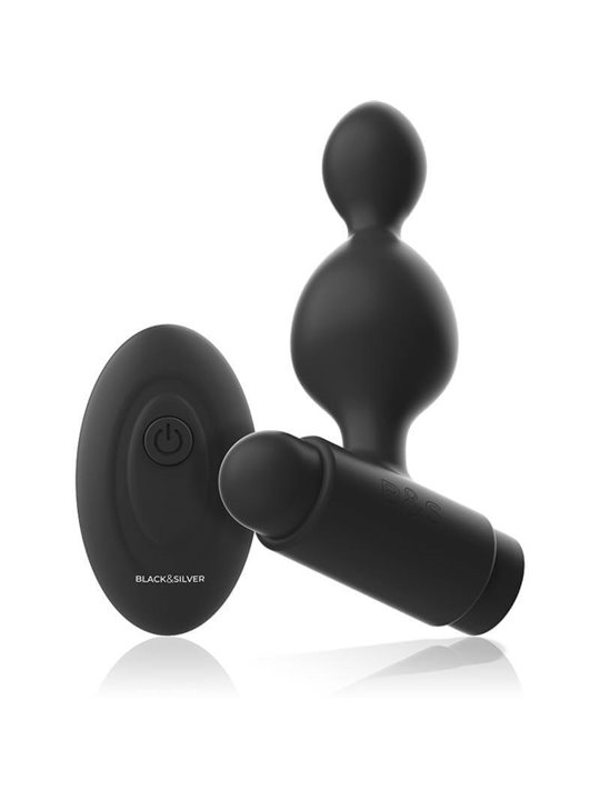 Black&Silver - Tucker Small Silicone Anal Plug Remote Control