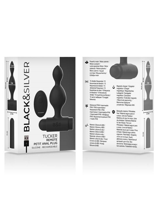 Black&Silver - Tucker Small Silicone Anal Plug Remote Control
