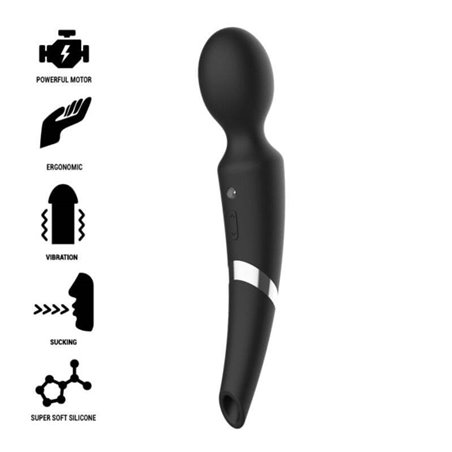 Black&Silver Beck - Vibratore Massaggiatore Wand con Aspirazione - Nero