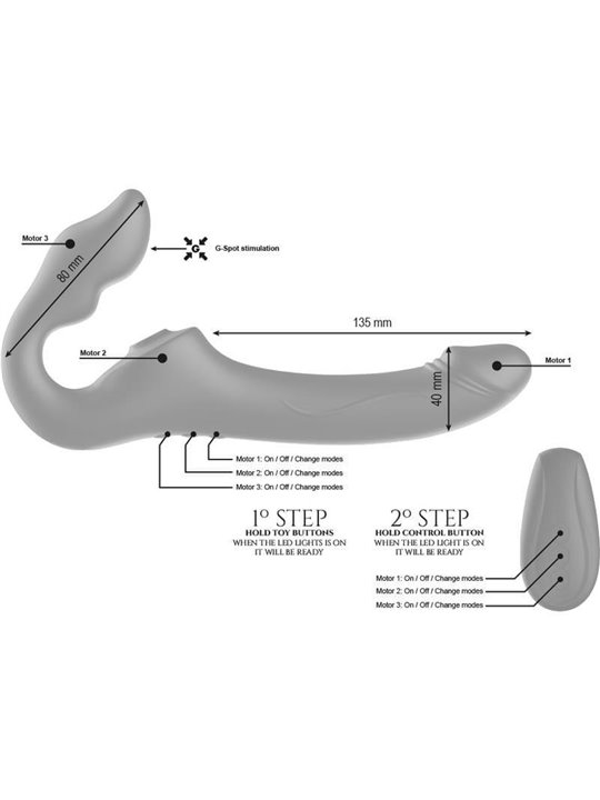 Ibiza Remote Control Strapless Vibrator 3 Motors 1000 Combinations.
