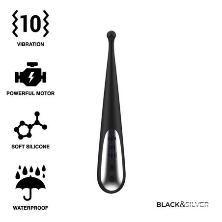 Black&Silver Kenneth - Vibratore Stimolatore in Silicone per Zone Erogene - Nero