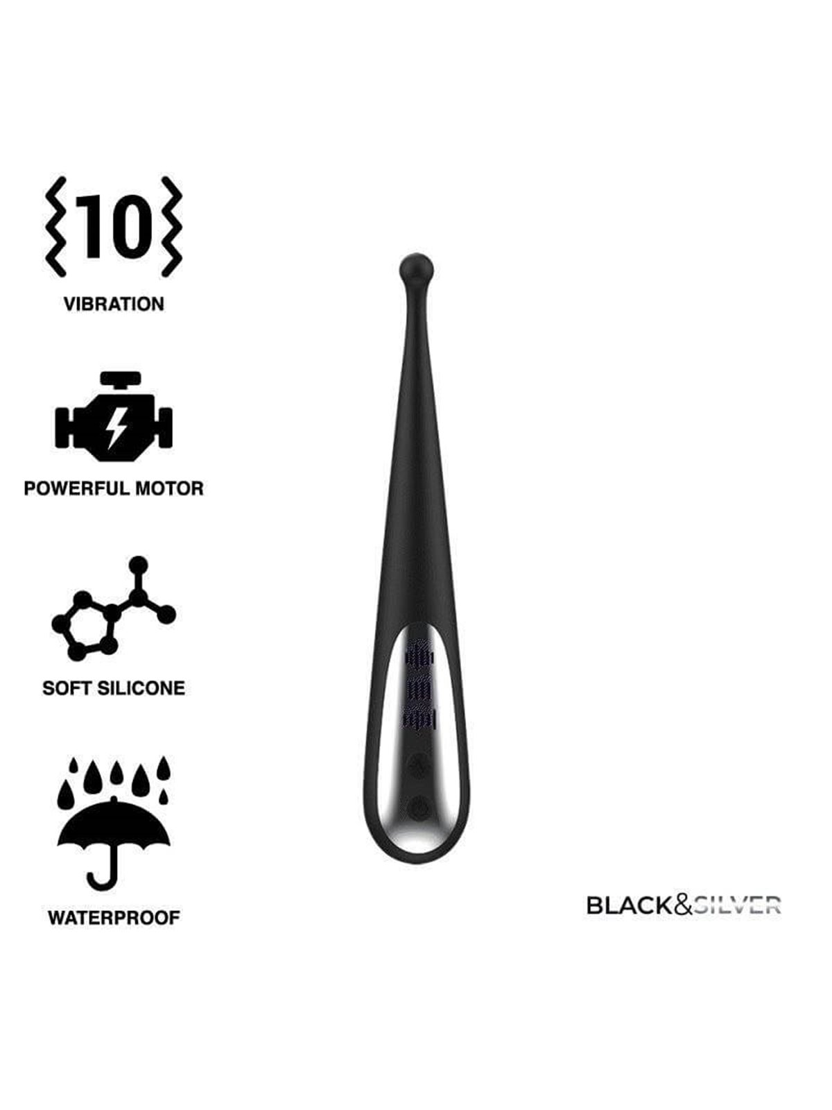 Black&Silver Kenneth - Vibratore Stimolatore in Silicone per Zone Erogene - Nero