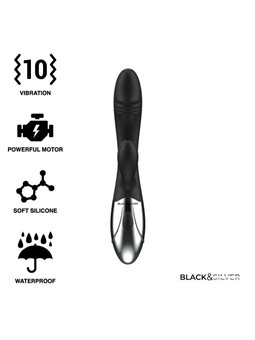 Black&Silver Kaleb - Vibratore Rabbit in Silicone 10 Funzioni - Nero