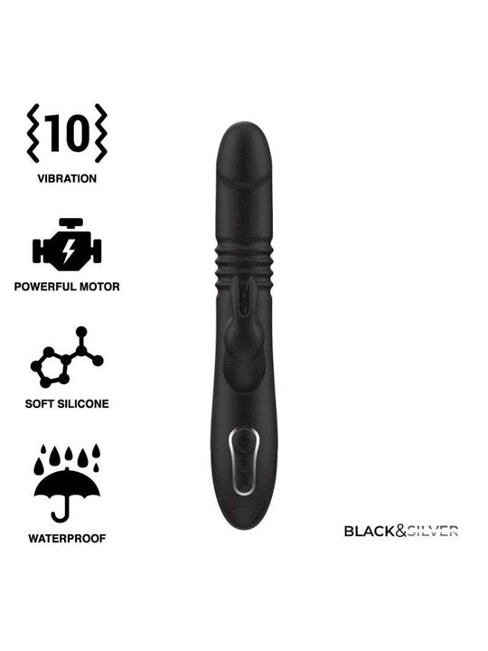 Black&Silver- Kenji Stimulating Vibe Compatible with Watchme Wireless Technology