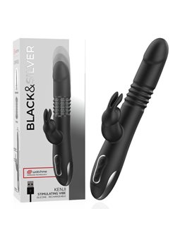Black&Silver- Kenji Stimulating Vibe Compatible with Watchme Wireless Technology