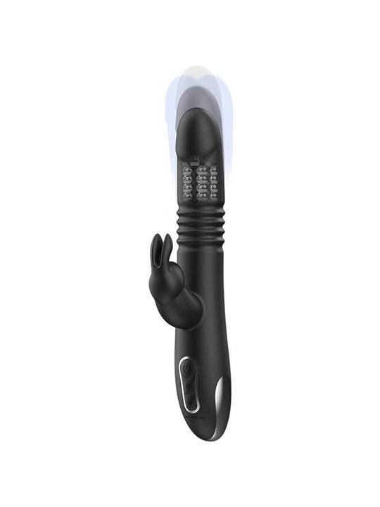 Black&Silver Kenji - Vibratore Rabbit con Testa Rotante Compatibile Watchme - Nero