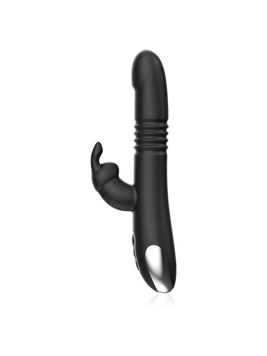Black&Silver Kenji - Vibratore Rabbit con Testa Rotante Compatibile Watchme - Nero