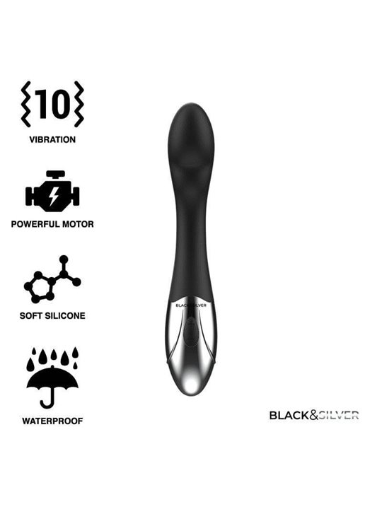 Black&Silver Kilian - Vibratore Stimolatore in Silicone 10 Funzioni - Nero