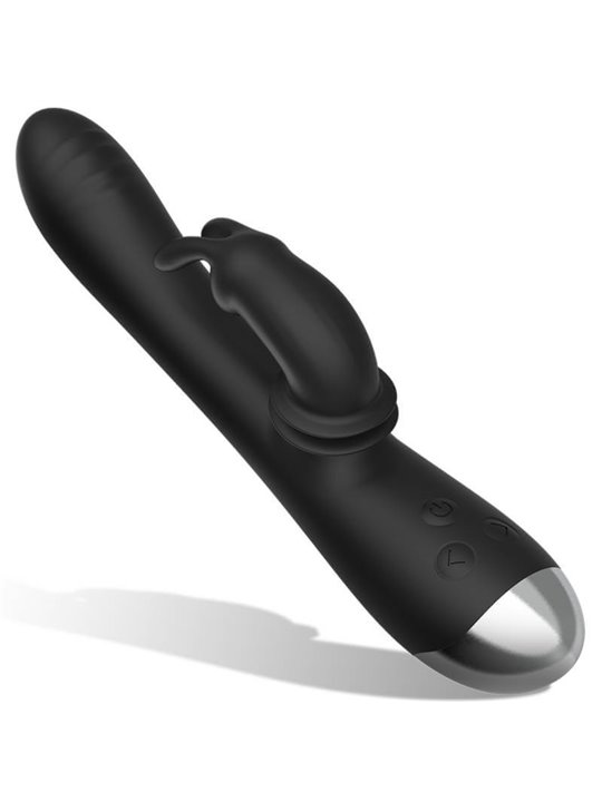Black&Silver- Dj. Adam Rechargeable Silicone Rabbit Stimulator Black