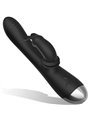 Black&Silver- Dj. Adam Rechargeable Silicone Rabbit Stimulator Black