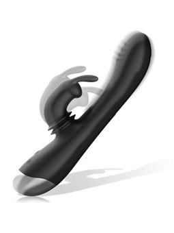 Black&Silver- Dj. Adam Rechargeable Silicone Rabbit Stimulator Black