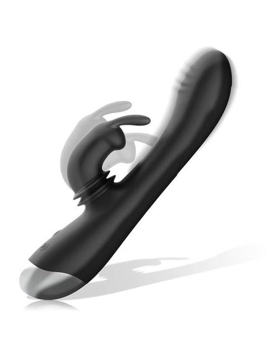 Black&Silver- Dj. Adam Rechargeable Silicone Rabbit Stimulator Black