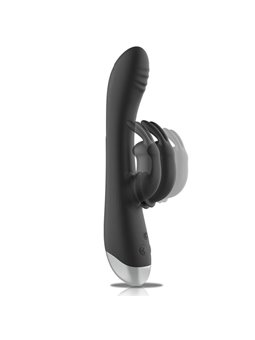 Black&Silver- Dj. Adam Rechargeable Silicone Rabbit Stimulator Black