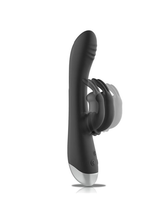 Black&Silver- Dj. Adam Rechargeable Silicone Rabbit Stimulator Black