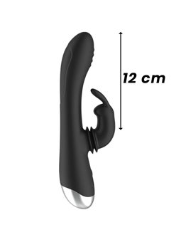Black&Silver- Dj. Adam Rechargeable Silicone Rabbit Stimulator Black