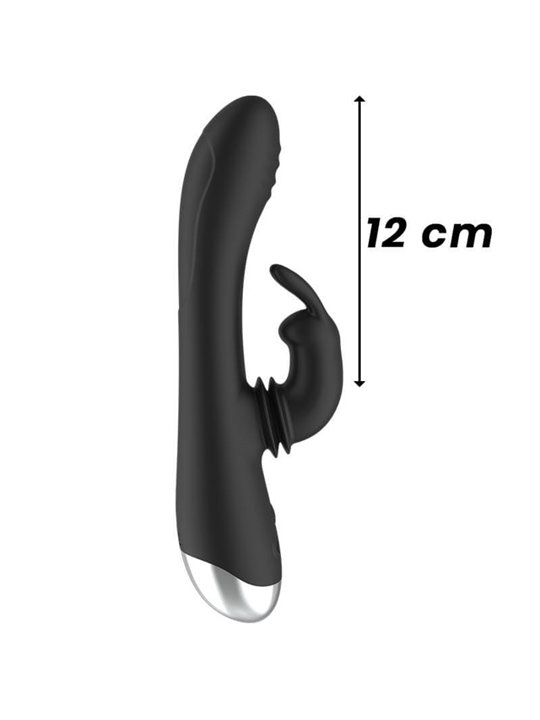 Black&Silver- Dj. Adam Rechargeable Silicone Rabbit Stimulator Black