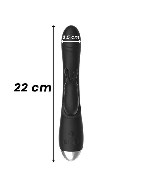 Black&Silver- Dj. Adam Rechargeable Silicone Rabbit Stimulator Black