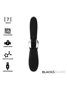 Black&Silver Johnny - Vibratore Rabbit con Rotella - Nero