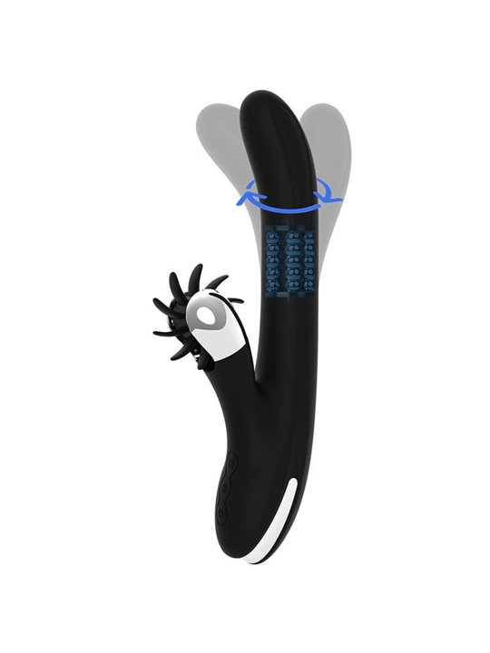 Black&Silver Storm - Vibratore Rabbit con Rotella e Testa Rotante - Nero