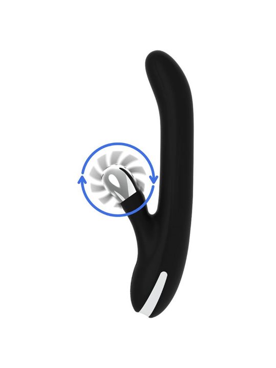Black&Silver Storm - Vibratore Rabbit con Rotella e Testa Rotante - Nero
