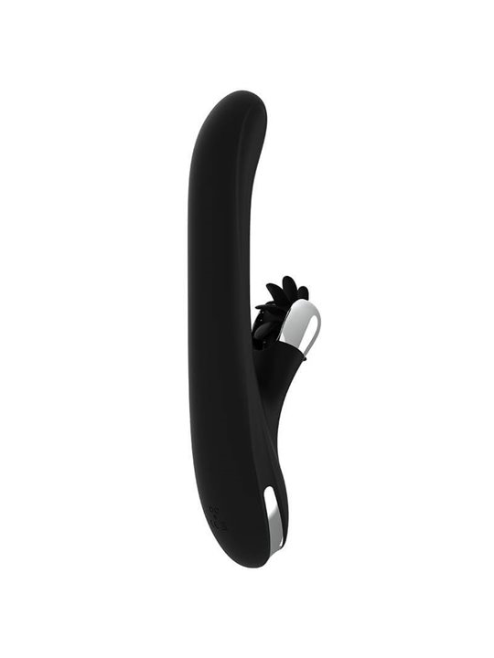 Black&Silver Storm - Vibratore Rabbit con Rotella e Testa Rotante - Nero