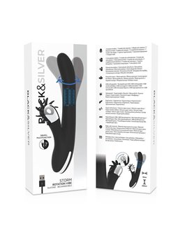 Black&Silver Storm - Vibratore Rabbit con Rotella e Testa Rotante - Nero