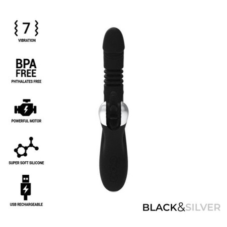 Black&Silver Reed - Vibratore Rabbit con Rotella e Funzione Su e Giù - Nero