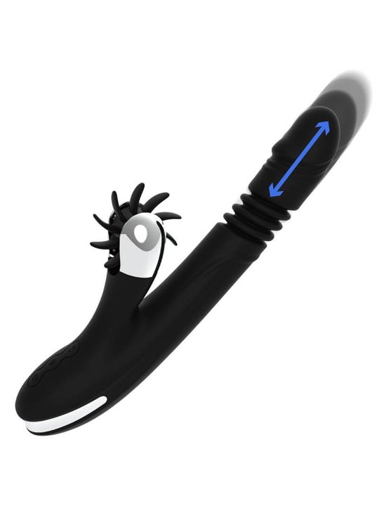 Black&Silver Reed - Vibratore Rabbit con Rotella e Funzione Su e Giù - Nero